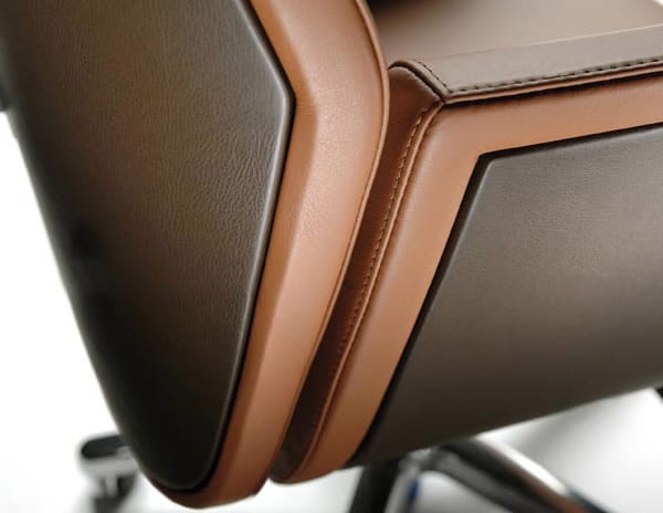 leather and woodgrain finish chair