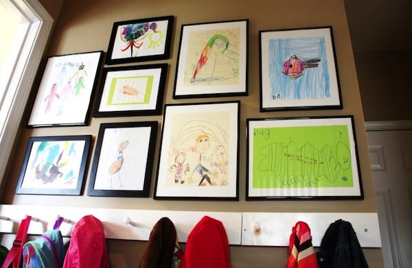 Displaying kids artwork unifying frames