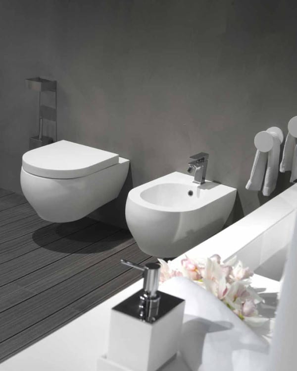 white toilet and bidet design by rifra