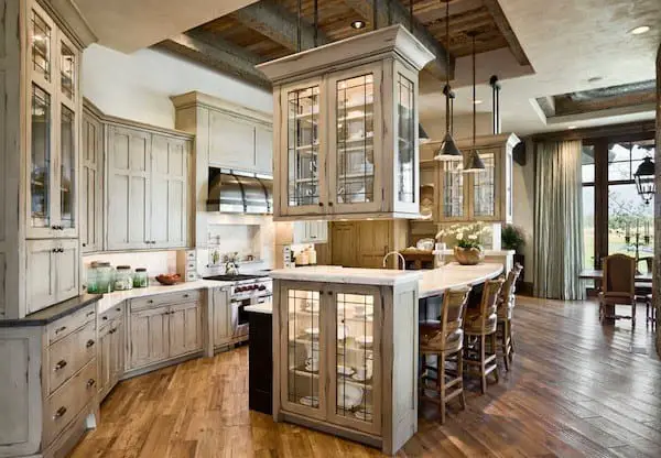 kitchen cabinetry with lights inside