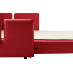 Red leather bed by Poltrona Frau