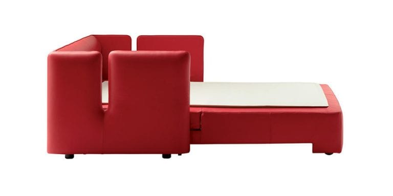 Red leather bed by Poltrona Frau