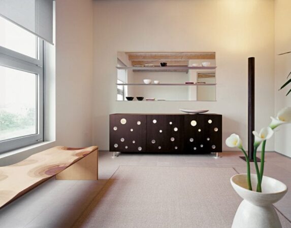 Modern storage unit with interior lighting