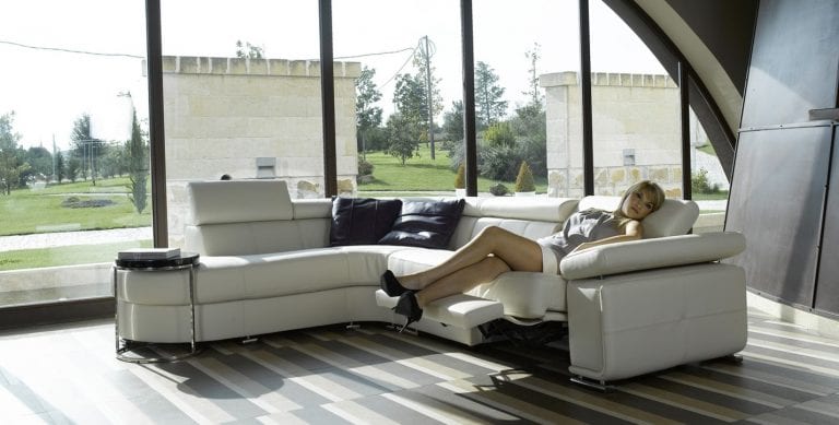 recliner white leather sectional