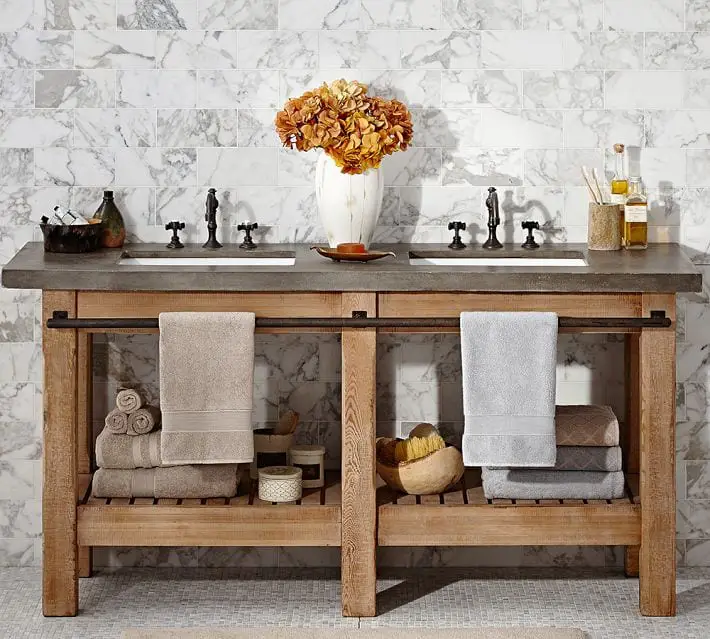 Rustic Design: The Abbott Double Sink Console by Pottery Barn