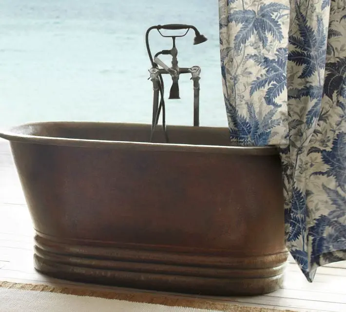 handmade copper bathtub by Pottery Barn