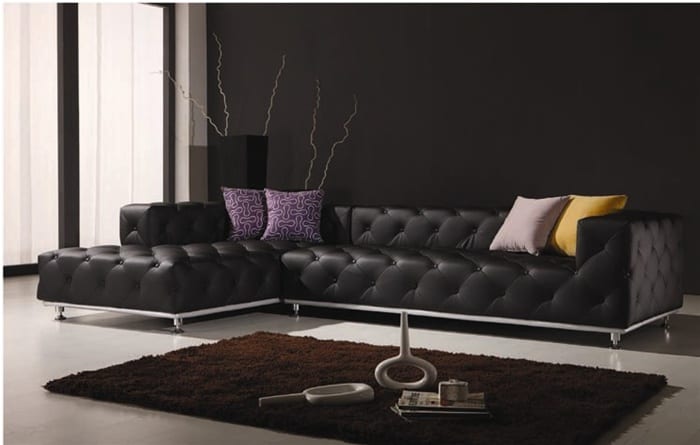 Ubrich Tufted Leather Sectional Couch