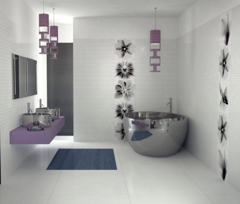 comfortable bathroom with contemporary tiles