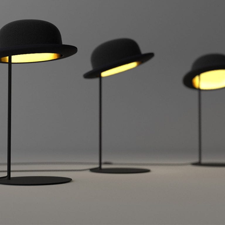 Jeeves table lamp design shaped like a hat