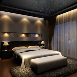bedroom with ambient lighting