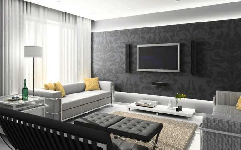 living rooms with wall paper