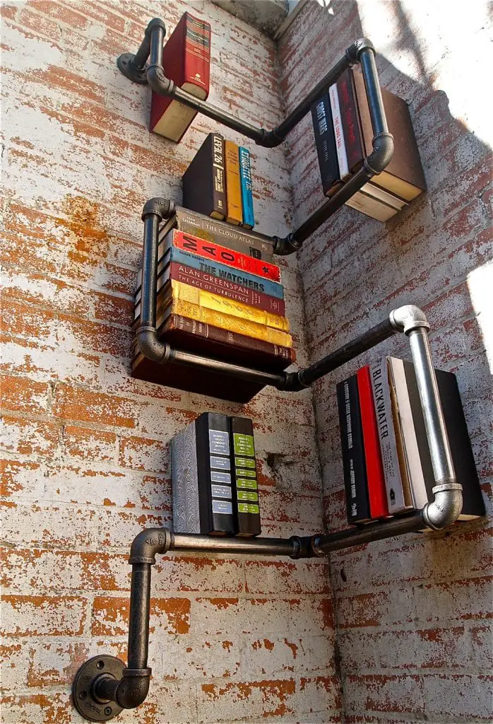 shelves made from pipes
