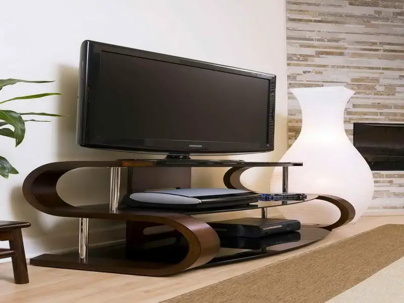 curvy wood and glass tv stands