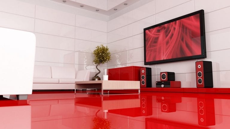 shiny red flooring