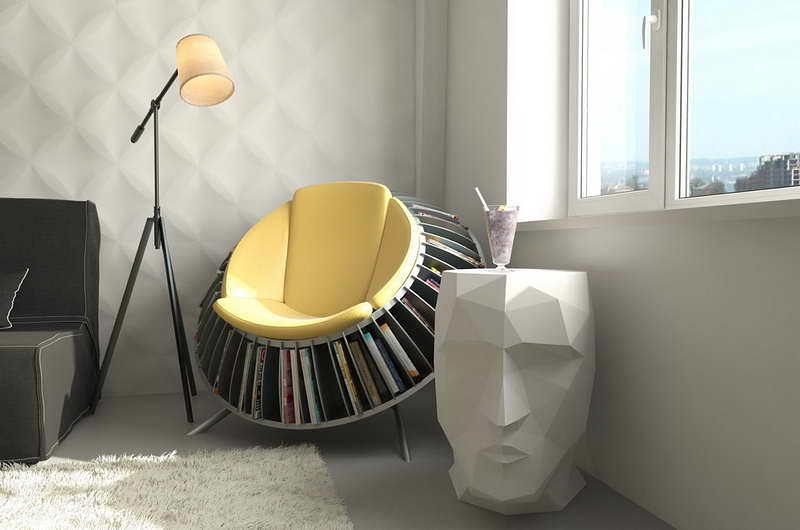 chair with built in book storage