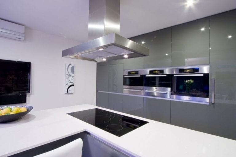 electric modern stovetop on white countertop