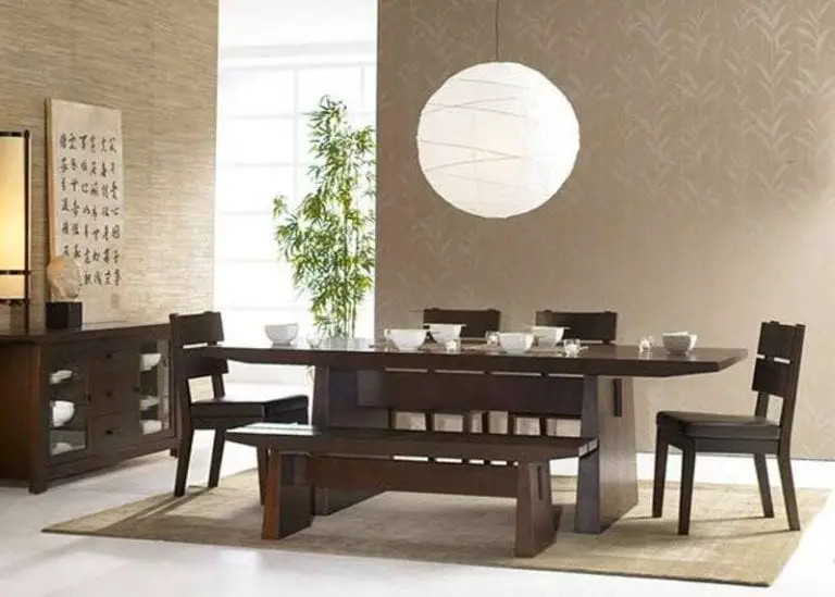Chocolate Color Dining Table Set with Bench