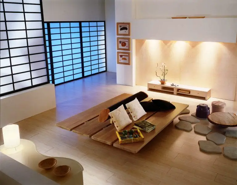 Traditional Japanese Living Room with Privacy Screens