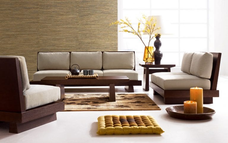 Clean Modern Living Room with Zen Furnishings