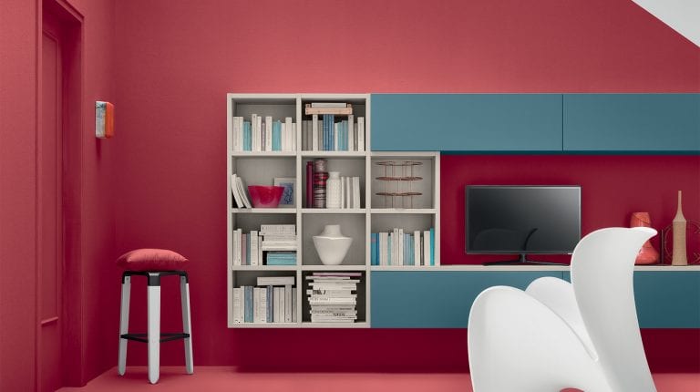 red and white wall unit