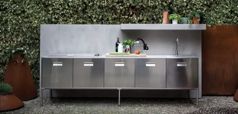 metallic outdoor kitchen island