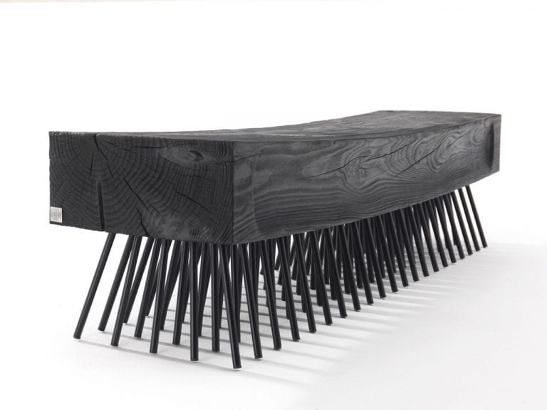 contemporary cedar wood bench