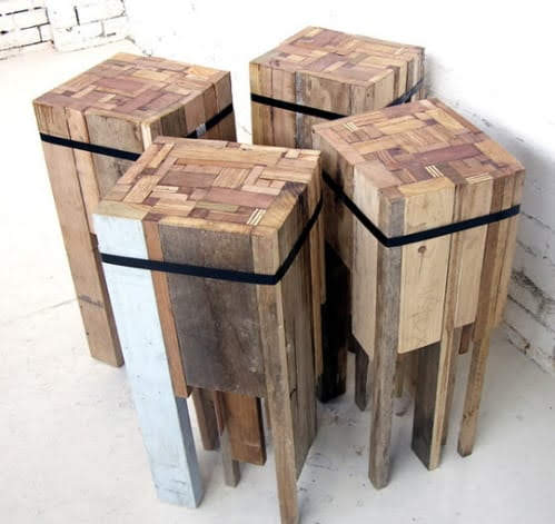 Reclaimed wood bar stools