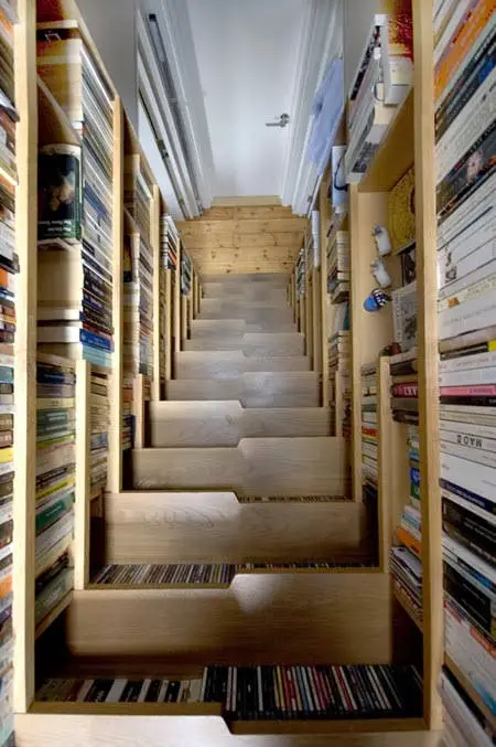 Loft staircase bookshelf