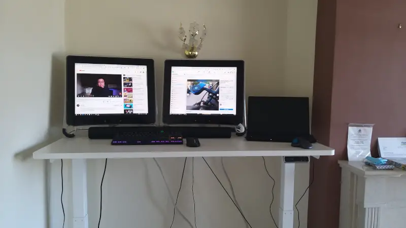 Flexispot desk with monitors