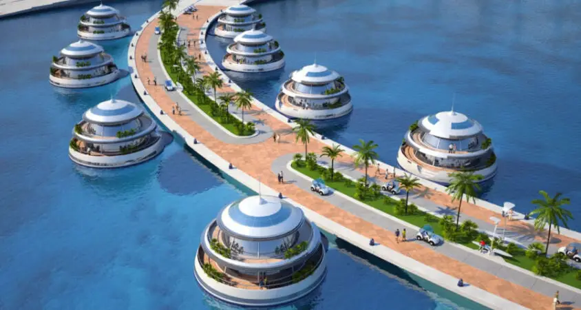 The Semi-Submerged Luxury Amphibious Resort Hotel with Floating Suites