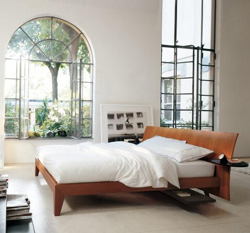 Juno : Solid Wood Modern Bed in Cherry or Beech