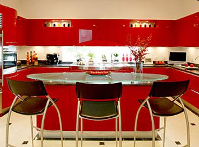 red kitchen cabinets design