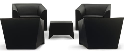 MARIO BELLINI MB1 MOULDED PLASTIC CHAIR AND OTTOMAN