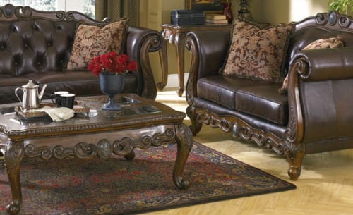 ashley furniture traditional leather sofa and love seat.jpg